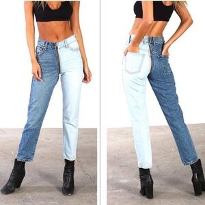 Revice Yin‎ Yang Crop Jeans Two Toned Front to Back Zipper Pants
